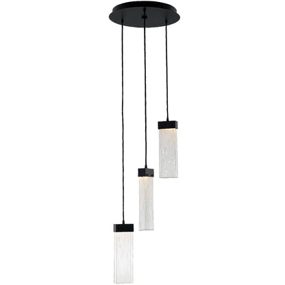Parallel 17" Wide Artisan Crafted LED 3 Light Pendant with Hand Textured Glass