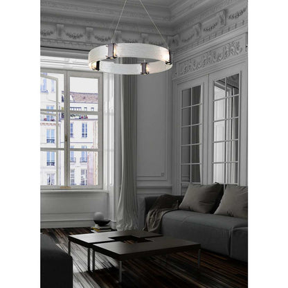 Parallel 33" Wide Artisan Crafted LED Chandelier with Hand Textured Glass