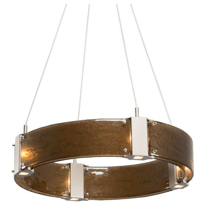 Parallel 24" Wide Artisan Crafted LED Chandelier with Hand Textured Glass