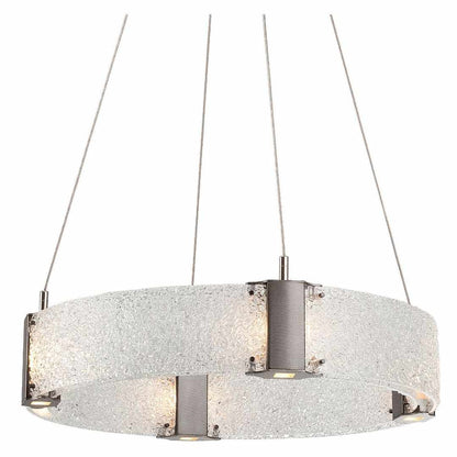 Parallel 24" Wide Artisan Crafted LED Chandelier with Hand Textured Glass