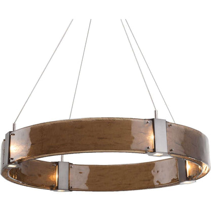 Parallel 33" Wide Artisan Crafted LED Chandelier with Hand Textured Glass