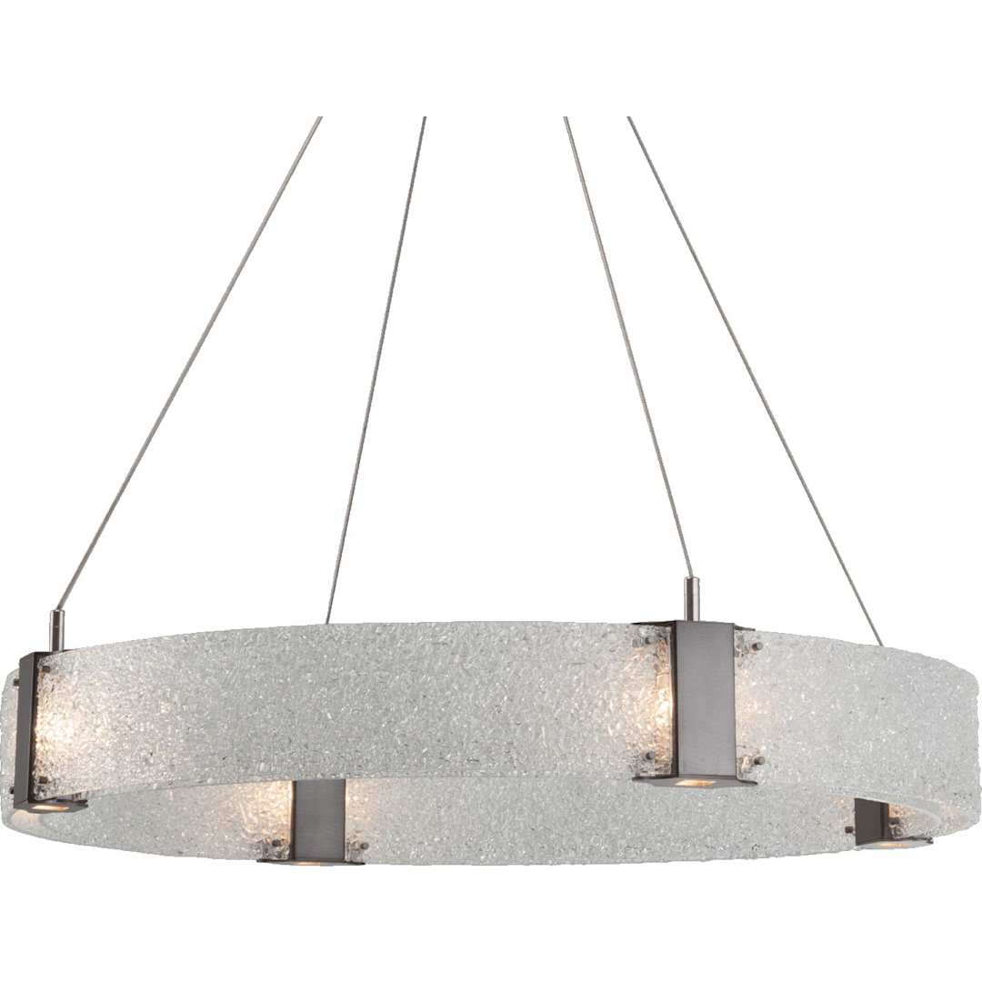 Parallel 33" Wide Artisan Crafted LED Chandelier with Hand Textured Glass