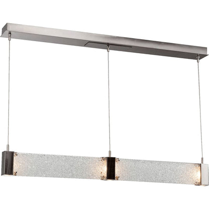 Parallel 48" Wide Artisan Crafted LED Linear Suspension with Hand Textured Glass