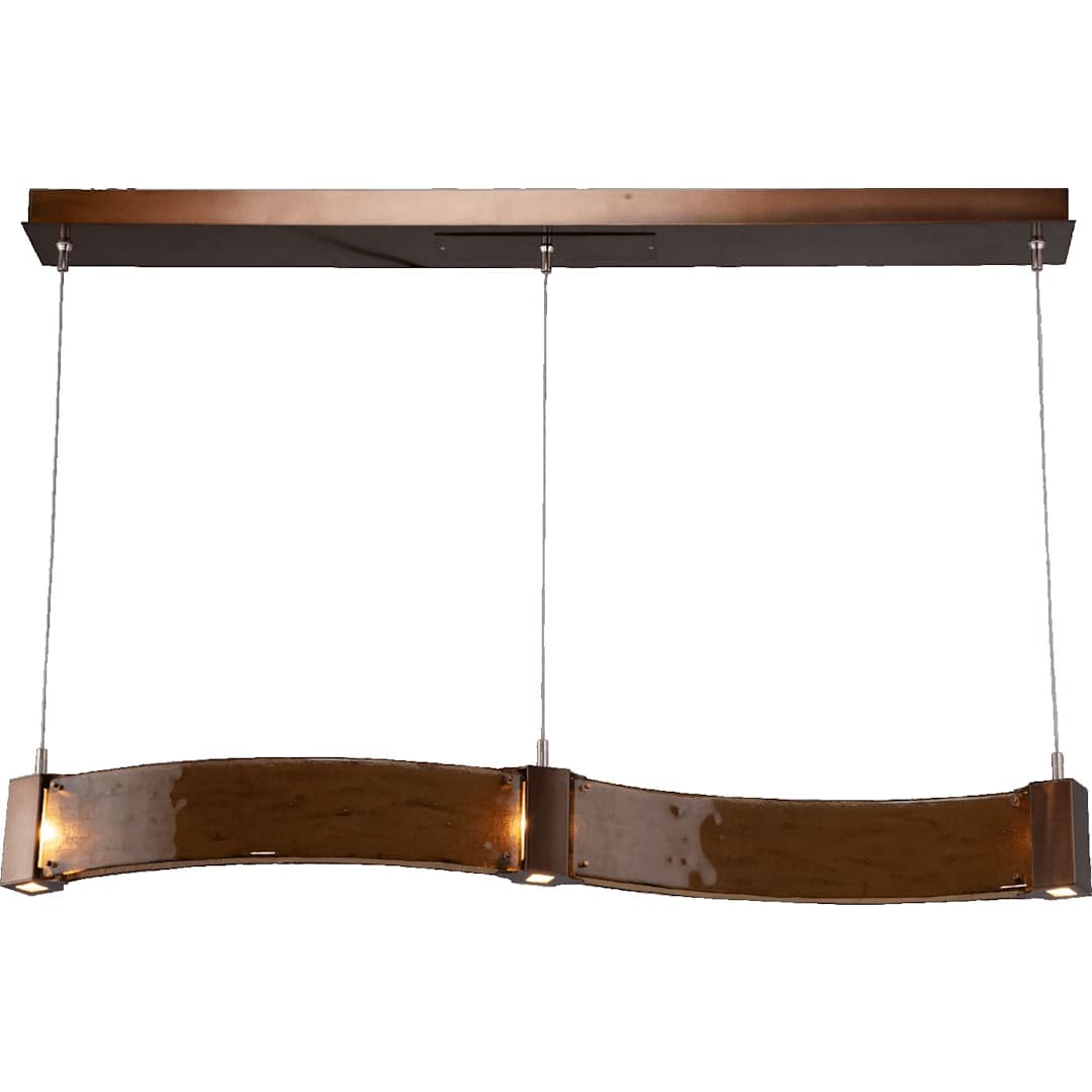 Parallel 48" Wide Artisan Crafted LED Curved Linear Suspension with Hand Textured Glass