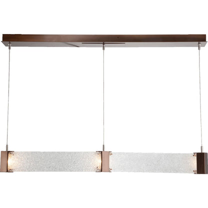 Parallel 48" Wide Artisan Crafted LED Curved Linear Suspension with Hand Textured Glass