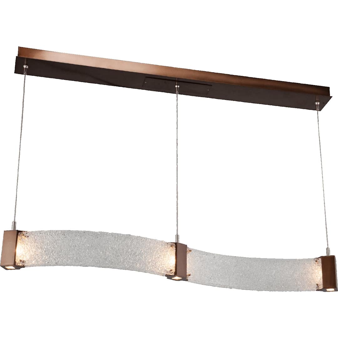 Parallel 48" Wide Artisan Crafted LED Curved Linear Suspension with Hand Textured Glass