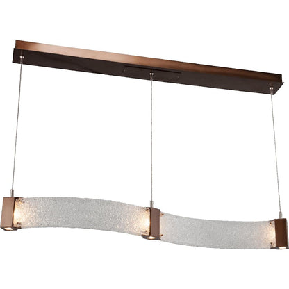 Parallel 48" Wide Artisan Crafted LED Curved Linear Suspension with Hand Textured Glass