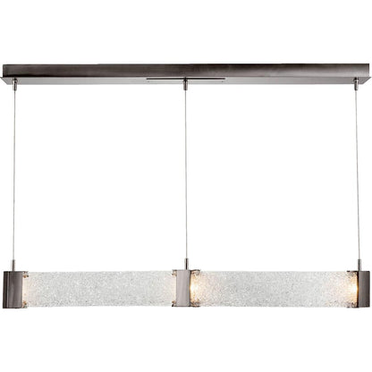 Parallel 48" Wide Artisan Crafted LED Curved Linear Suspension with Hand Textured Glass