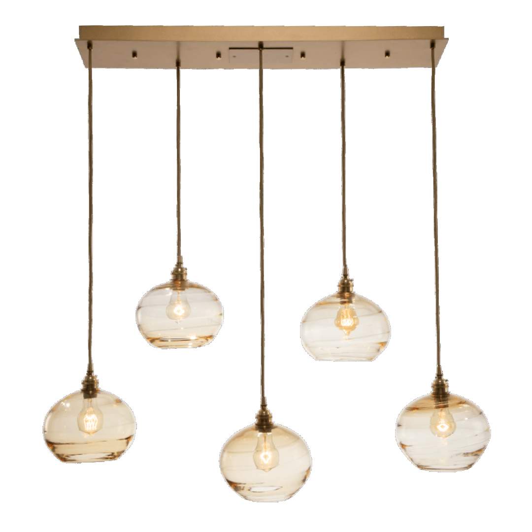 Coppa 40" Wide Artisan Crafted Optic Glass 5 Light Linear Pendant