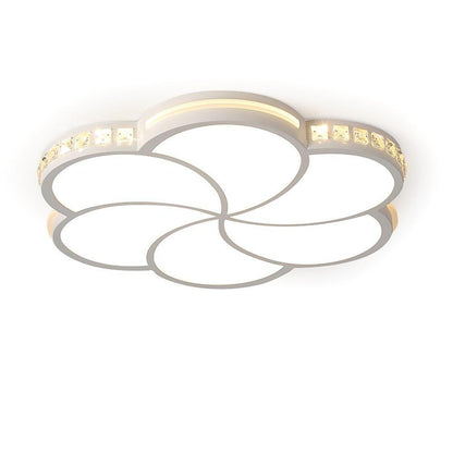 Flower Crystal Dimmable LED White Modern Flush Mount Lighting Ceiling Light