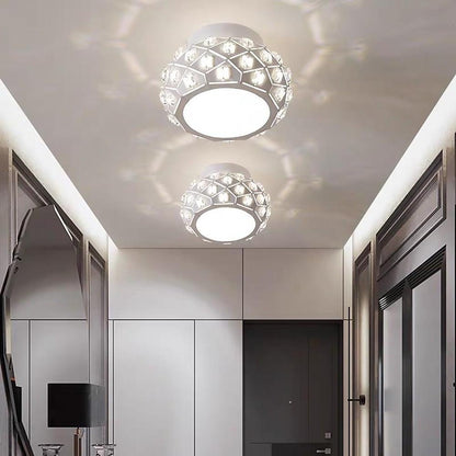 Metal Crystal Decorative LED Flush Mount Ceiling Light for Hallway Entryway