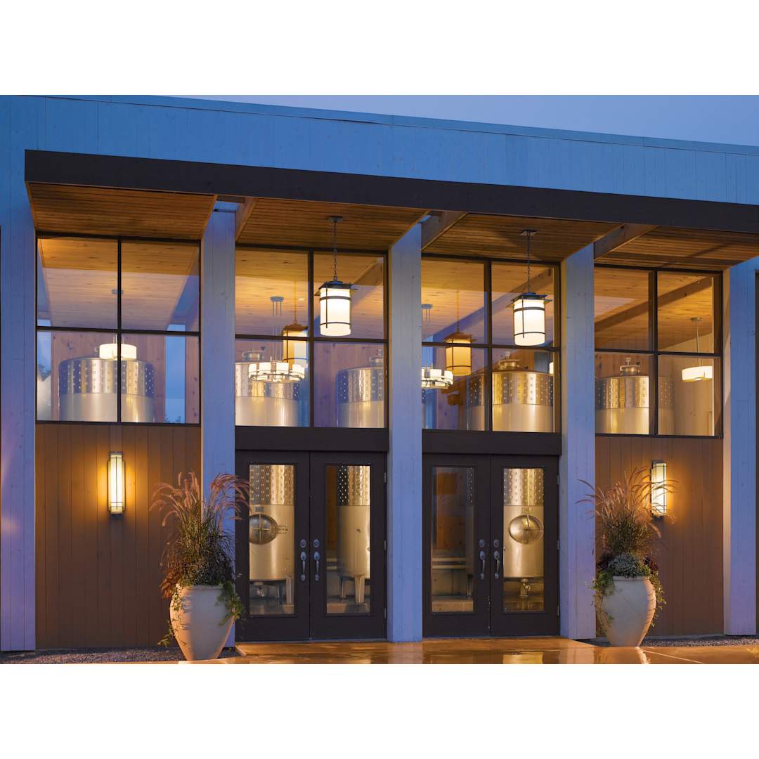 Banded 14" Wide Semi-Flush Outdoor Pendant