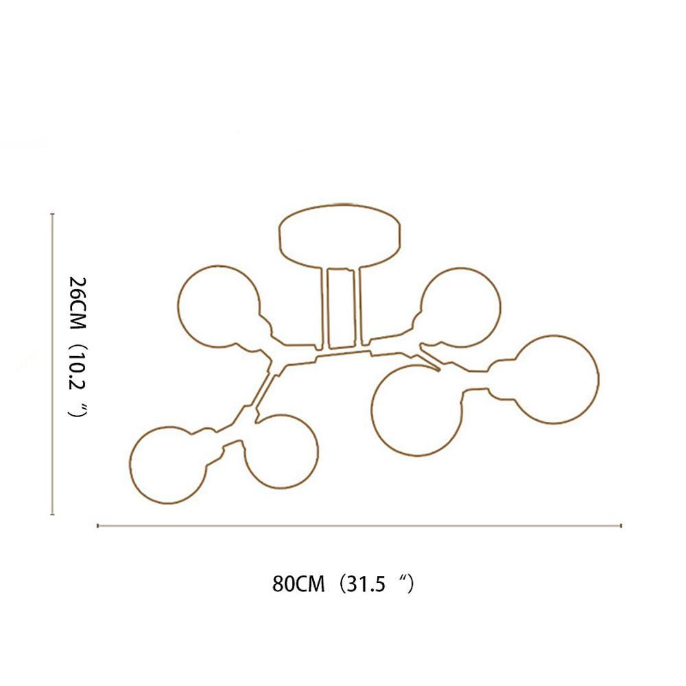 Linear Sputnik Semi-Flush Mount Light with 6 White Opal Glass Shades  31'' Dia