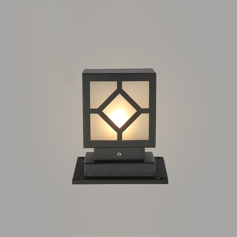Square Stainless Steel LED Waterproof Black Modern Outdoor Light Post Lamp