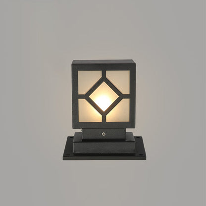 Square Stainless Steel LED Waterproof Black Modern Outdoor Light Post Lamp