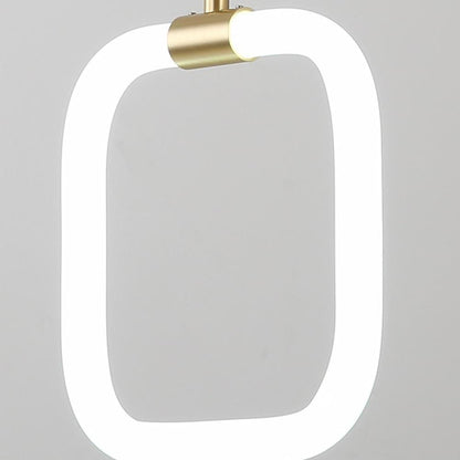 Rounded Square Pendant Light Copper Acrylic Geometrical LED Kitchen Lighting
