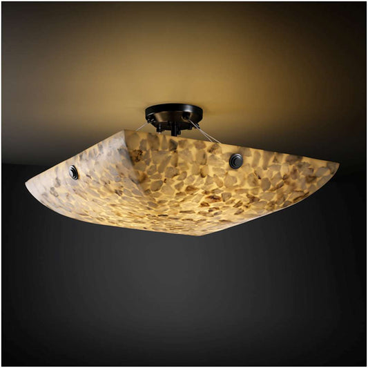 Alabaster Rocks! 36" Wide Integrated 3000K LED Semi-Flush Bowl Ceiling Fixture with Shaved Alabaster Rocks Resin Shade