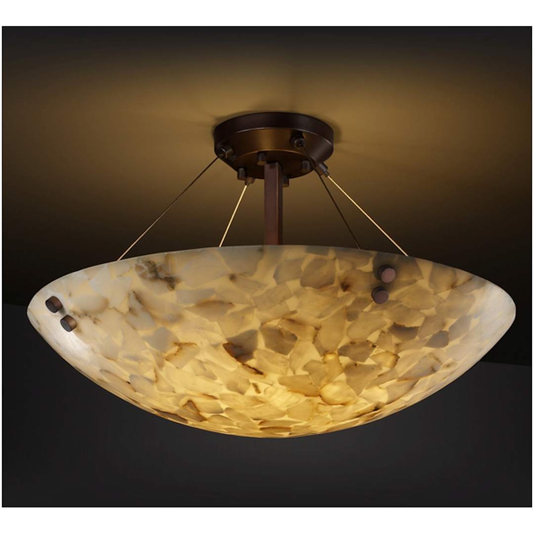 Alabaster Rocks! 8 Light 48" Wide Semi-Flush Bowl Ceiling Fixture with Shaved Alabaster Rocks Resin Shade