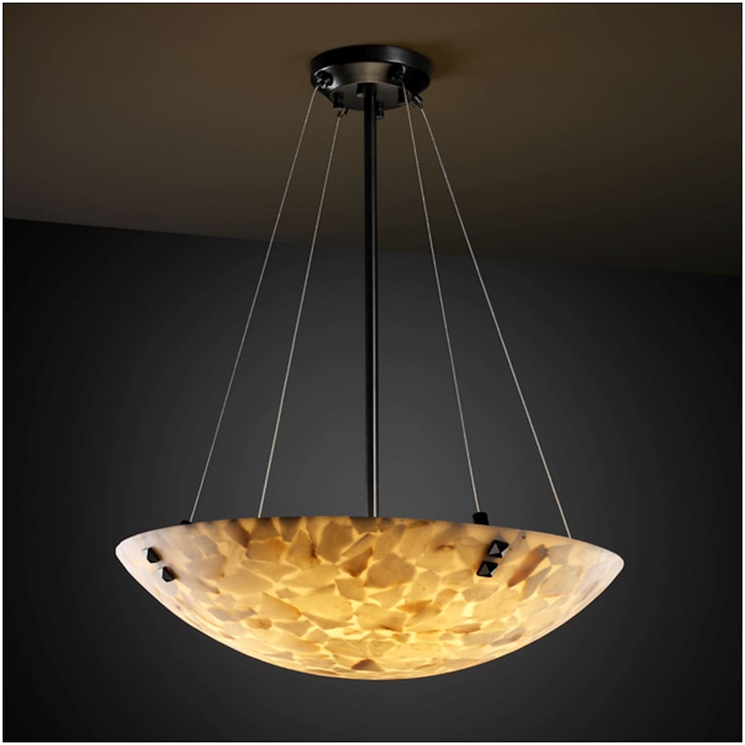Alabaster Rocks! 36" Wide Integrated 3000K LED Pendant with Shaved Alabaster Rocks Resin Shade