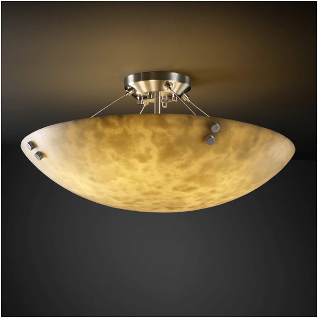 Clouds 36" Wide Integrated 3000K LED Semi-Flush Bowl Ceiling Fixture with Clouds Resin Shade