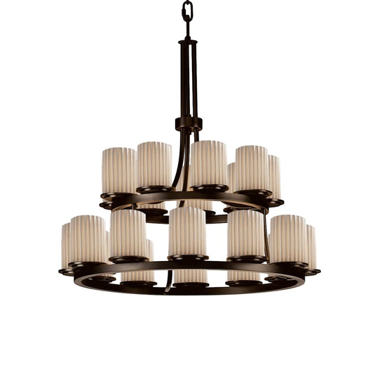 Limoges 21 Light 33" Wide Pillar Candle Chandelier with Translucent Porcelain Shades
