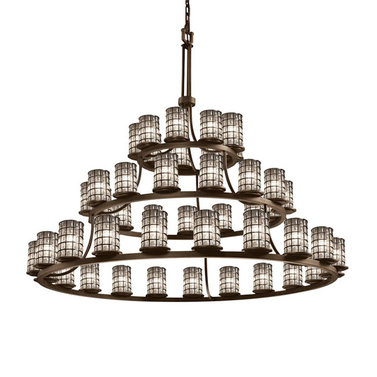 Wire Glass 45 Light 60" Wide Pillar Candle Style Chandelier with Clear, Bubble Glass Shades