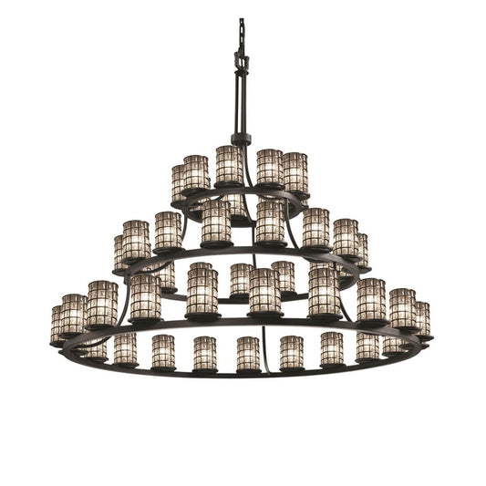 Wire Glass 45 Light 60" Wide LED Pillar Candle Chandelier