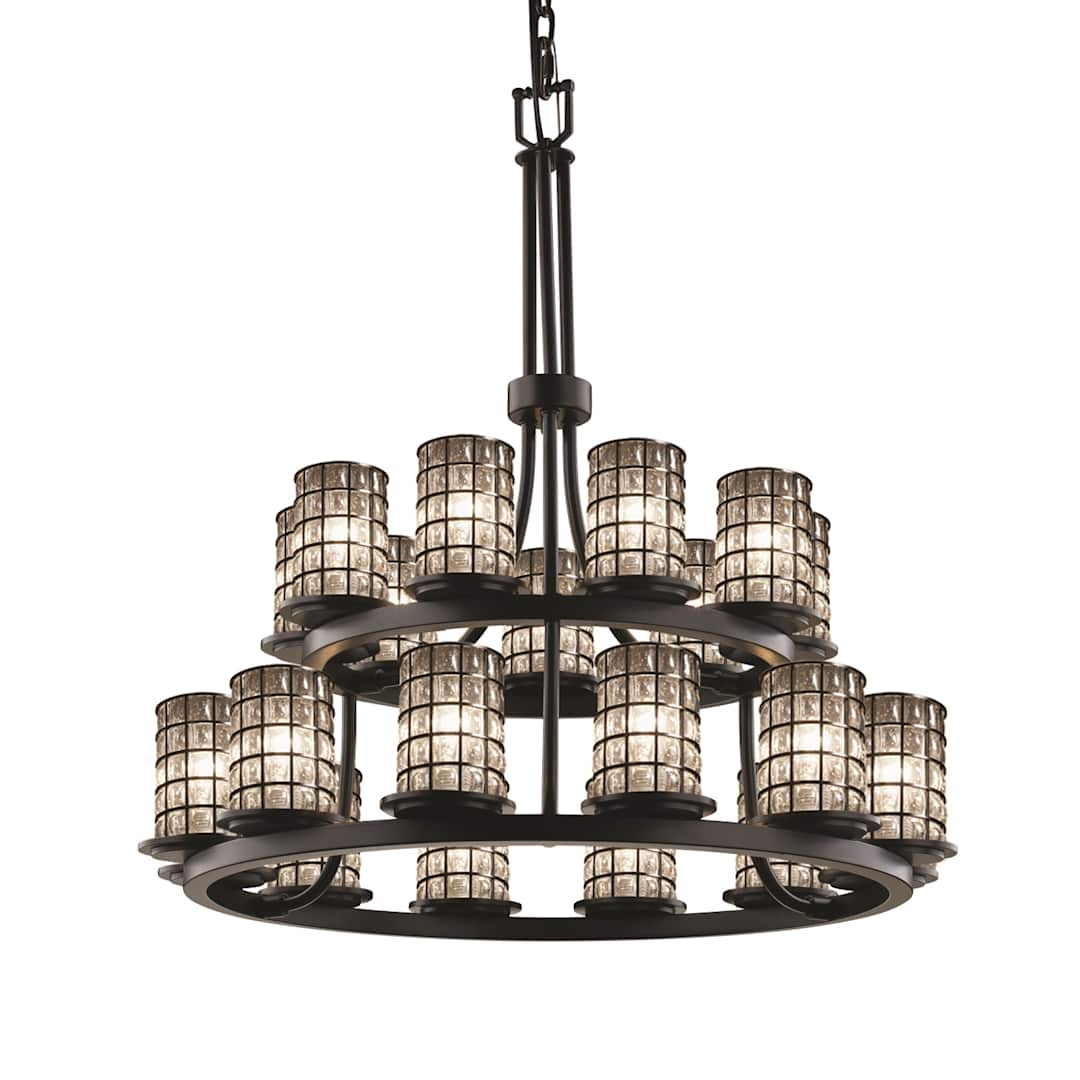 Wire Glass 21 Light 33" Wide LED Pillar Candle Chandelier