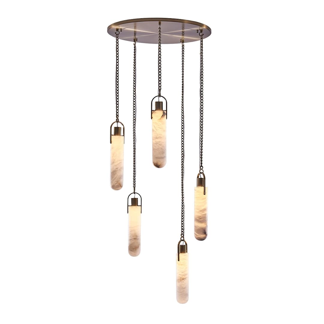 Flint Additions 24" Wide LED Multi Light Pendant with Alabaster Shades