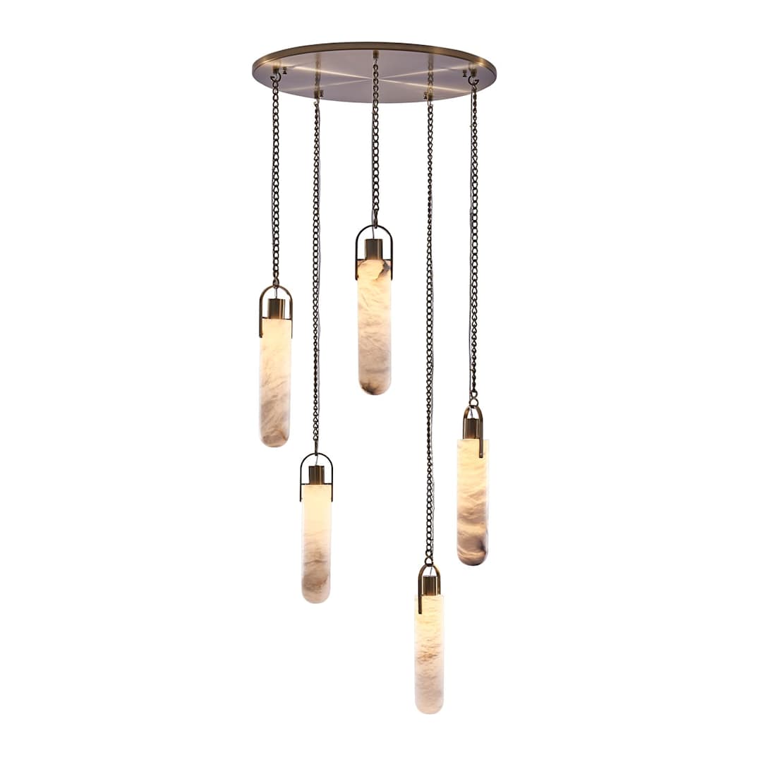Flint Additions 24" Wide LED Multi Light Pendant with Alabaster Shades