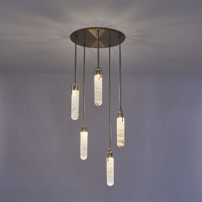 Flint Additions 24" Wide LED Multi Light Pendant with Alabaster Shades
