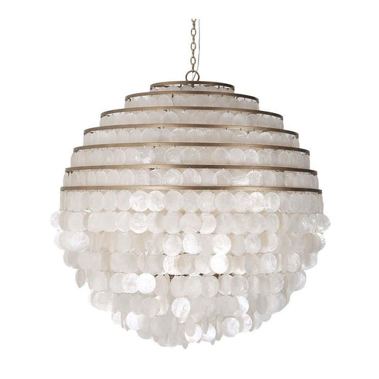 Sphere 8 Light 36" Wide Pendant with Hanging Capiz Shells