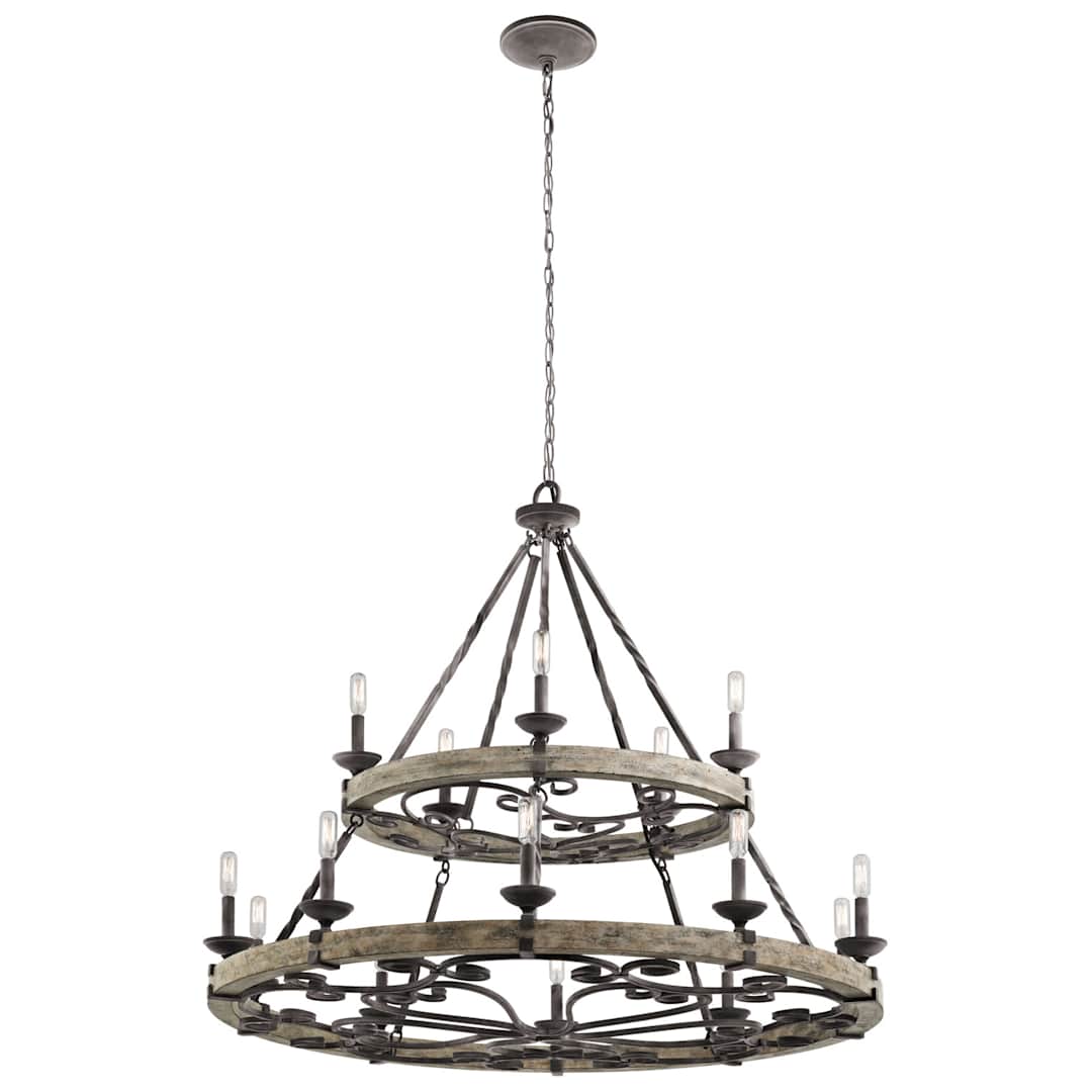 Taulbee 15 Light 44" Wide 2 Tier Ring Chandelier