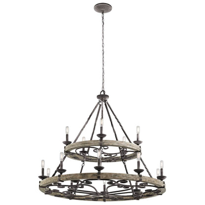 Taulbee 15 Light 44" Wide 2 Tier Ring Chandelier
