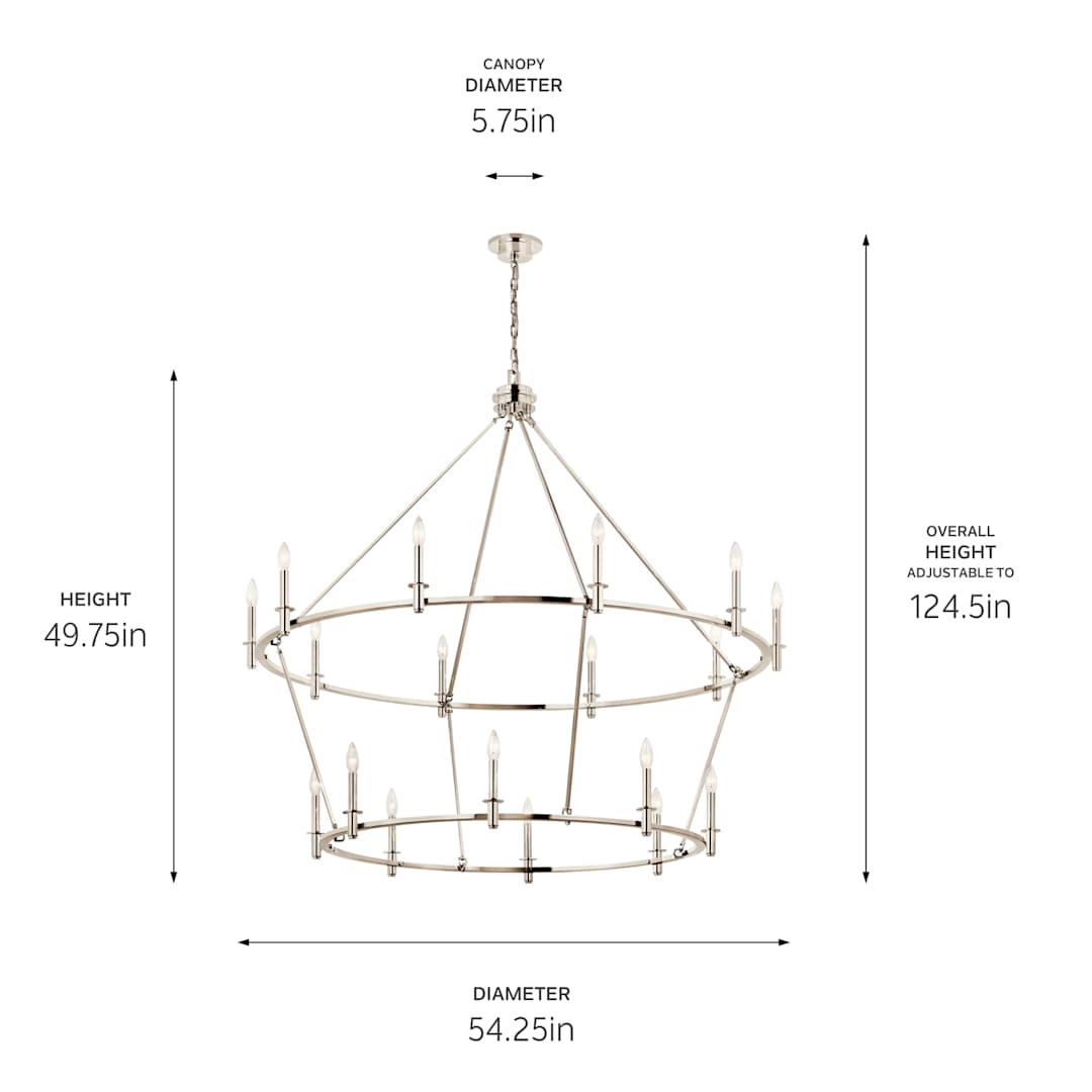 Carrick 18 Light 55" Wide Taper Candle Ring Chandelier