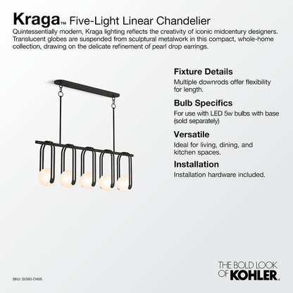 Kraga 5 Light 45" Wide Linear Chandelier