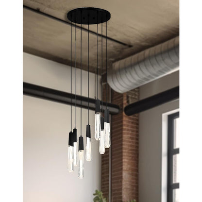 Drifting Droplets 7 Light 20" Wide LED Crystal Multi Light Pendant with Rock Crystallite