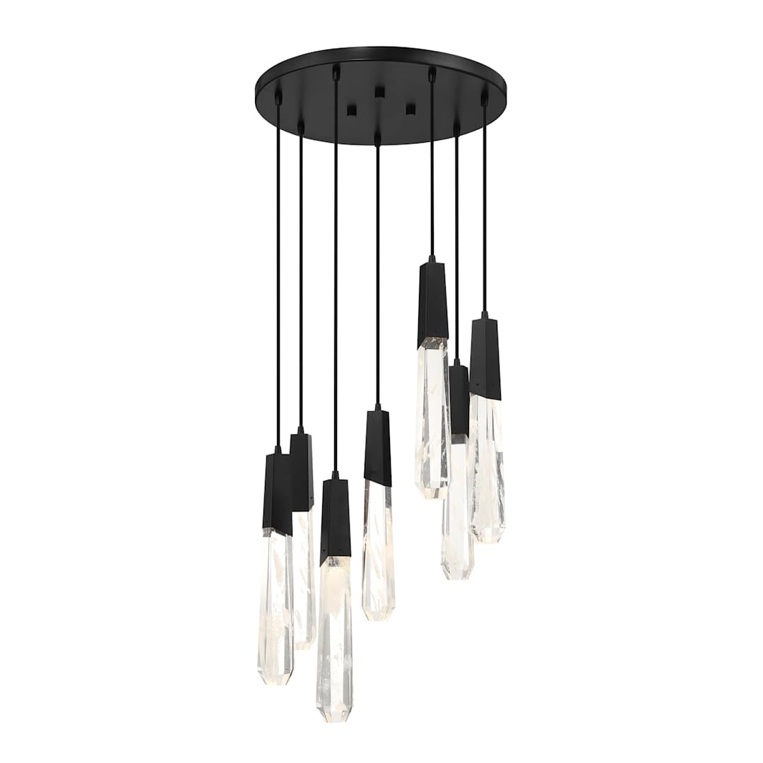 Drifting Droplets 7 Light 20" Wide LED Crystal Multi Light Pendant with Rock Crystallite