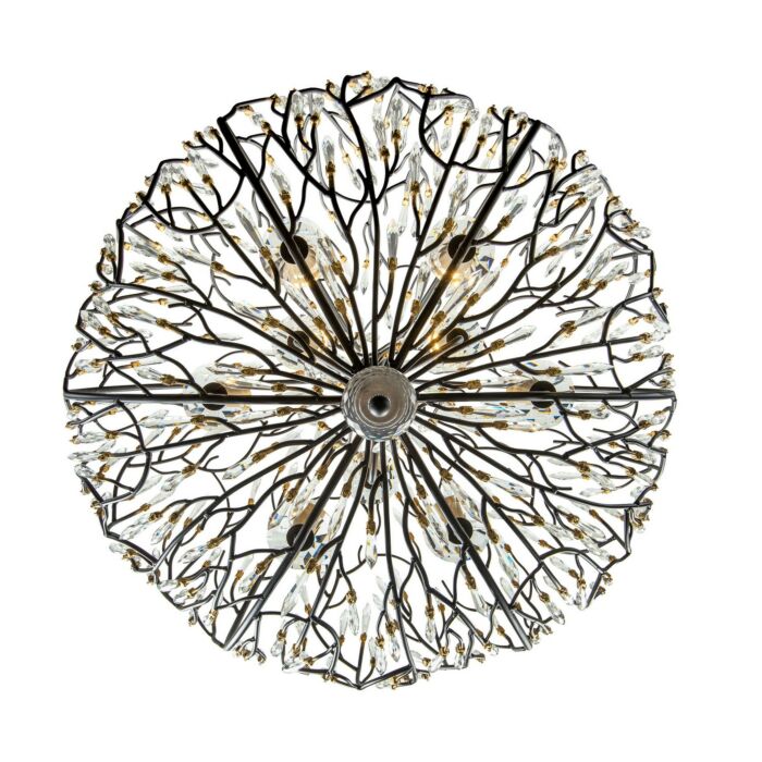 Bask 9-Light Pendant in Matte Black with French Gold