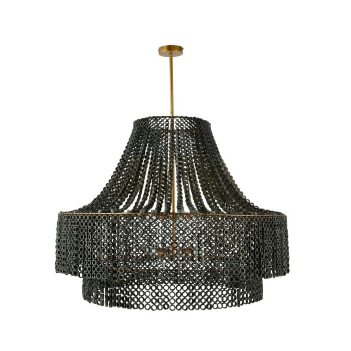 Hannie 8-Light Chandelier in Gray Wash with Antique Brass