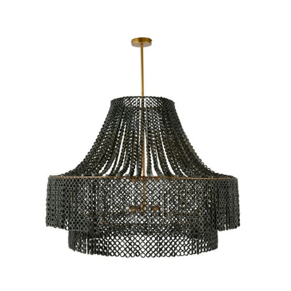 Hannie 8-Light Chandelier in Gray Wash with Antique Brass