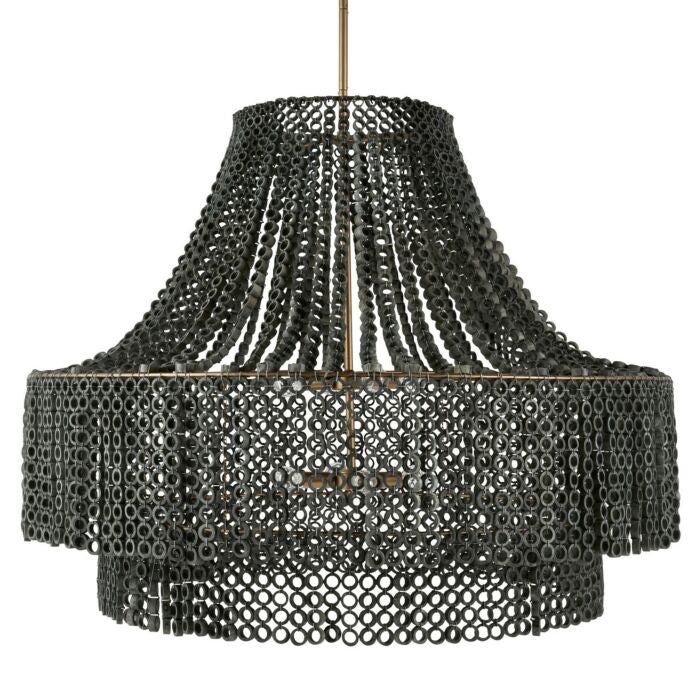 Hannie 8-Light Chandelier in Gray Wash with Antique Brass