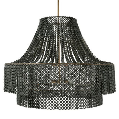 Hannie 8-Light Chandelier in Gray Wash with Antique Brass