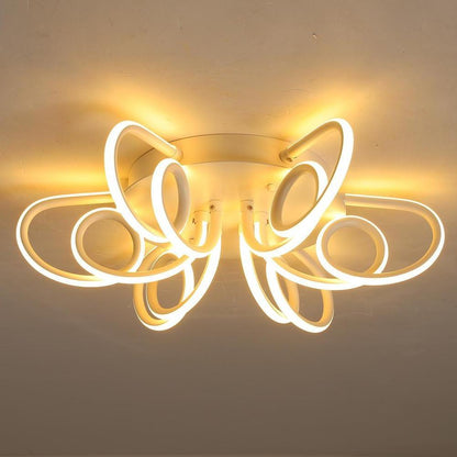 Modern Chrysanthemum Flower Shaped Metal Silica Gel Flush Mount Ceiling Light for Bedroom