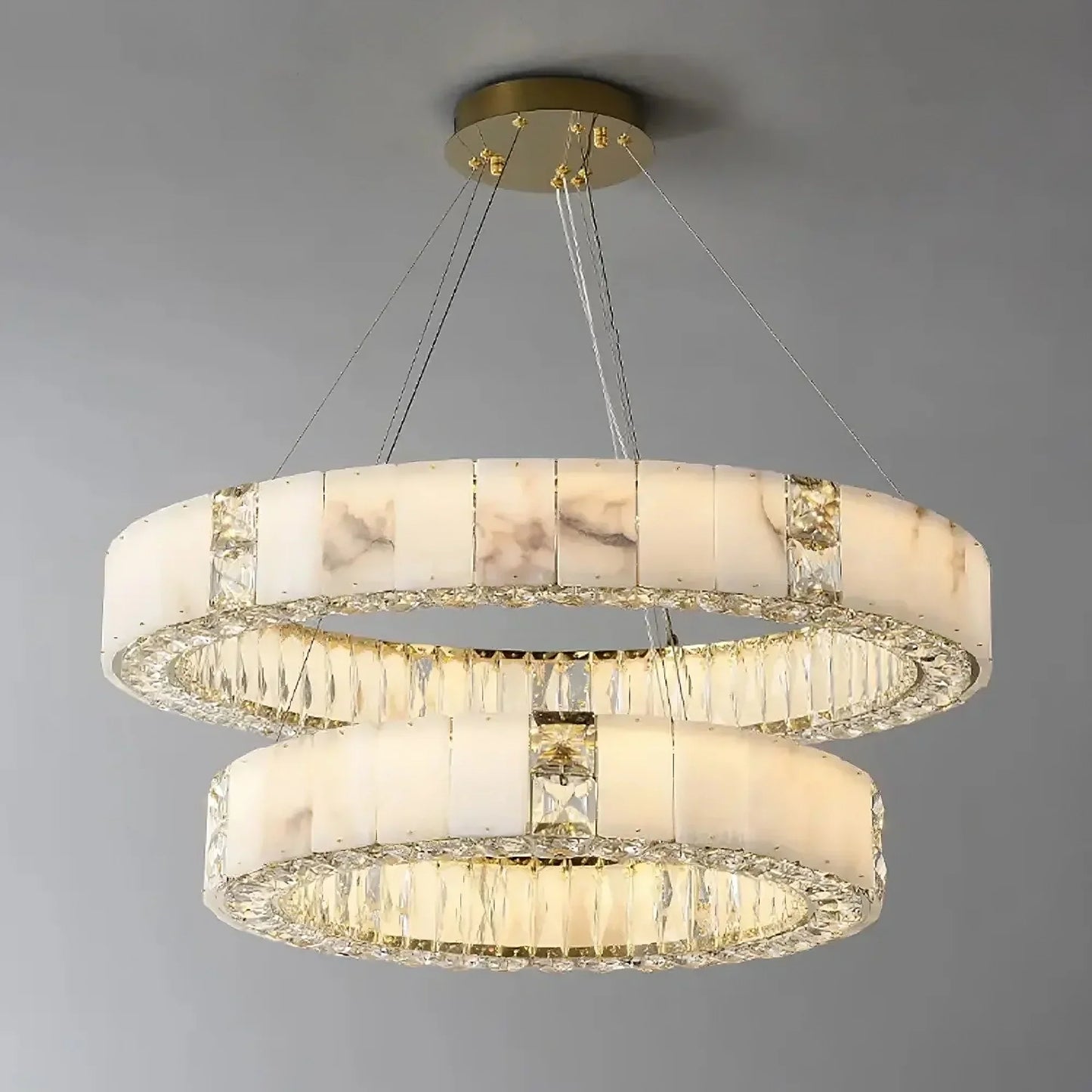 Natural Marble & Crystal Modern Ceiling Light Fixture