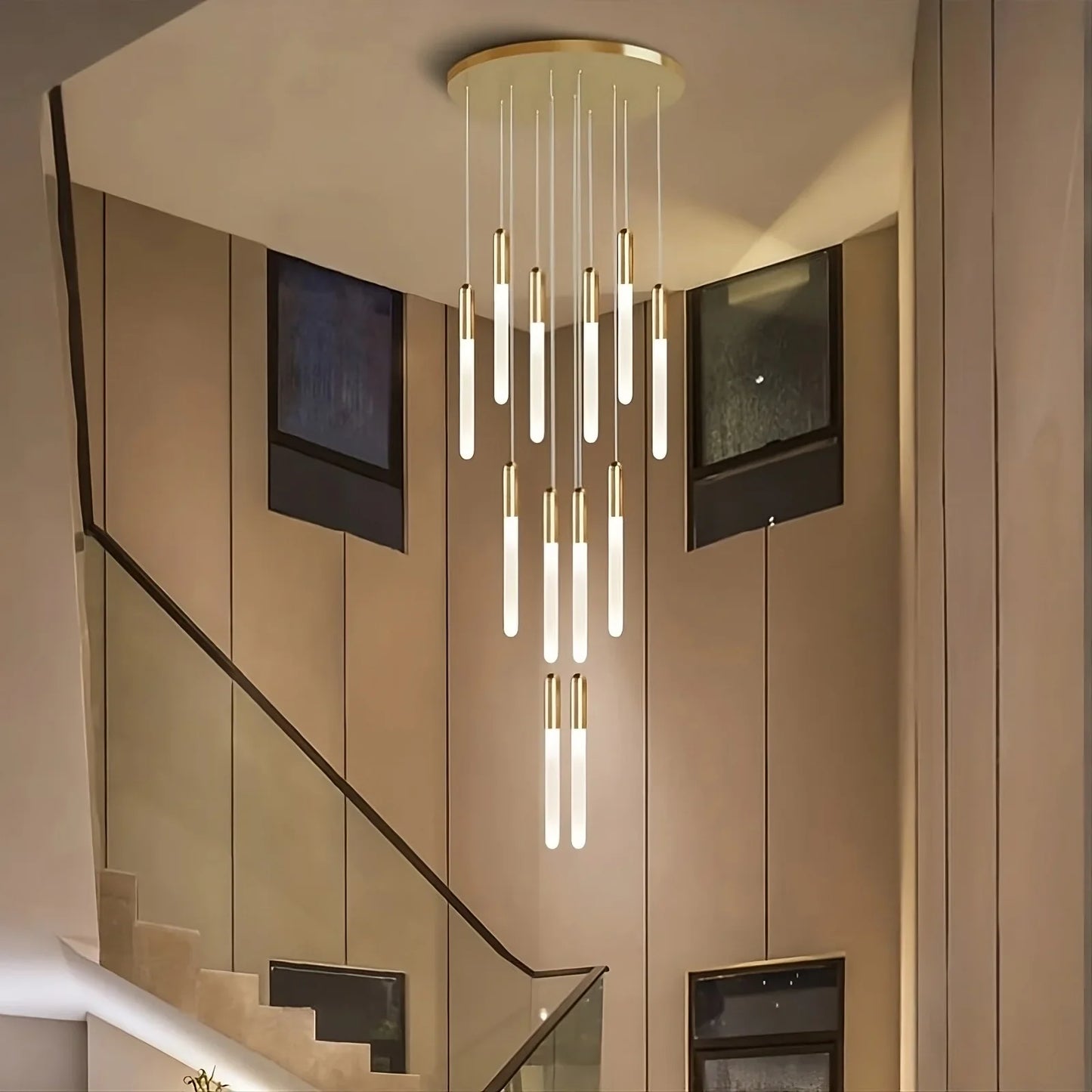 Villa Forci Duplex Staircase Foyer Chandelier, Gold