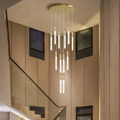Villa Forci Duplex Staircase Foyer Chandelier, Gold