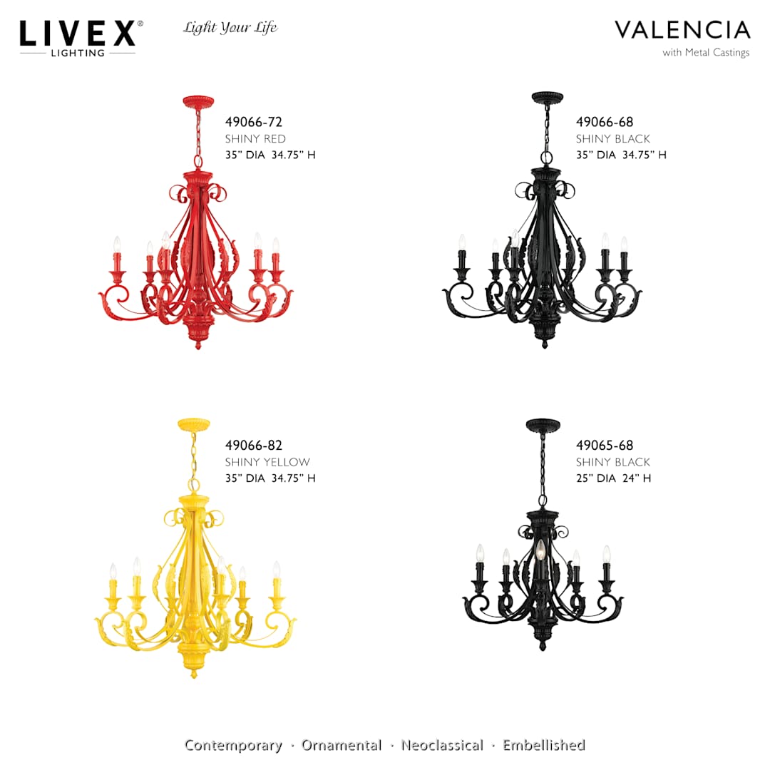 Valencia 6 Light 35" Wide Taper Candle Style Chandelier