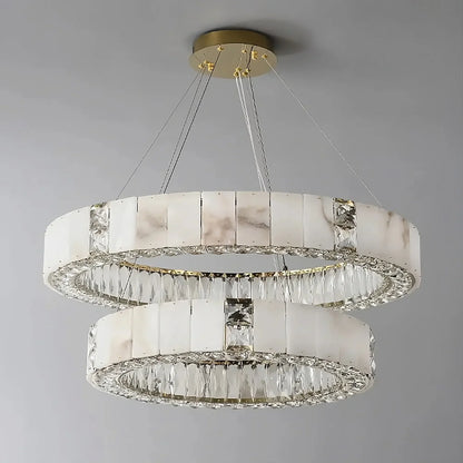 Natural Marble & Crystal Modern Ceiling Light Fixture