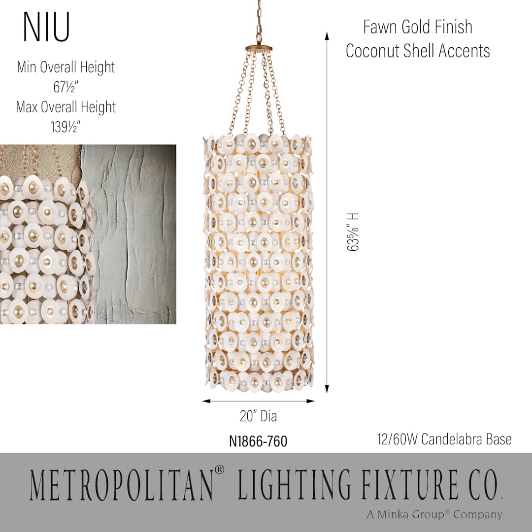 Niu 12 Light 20" Wide Crystal Pendant